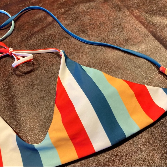 Striped Triangle Bikini Tie Top - Picture 3 of 7